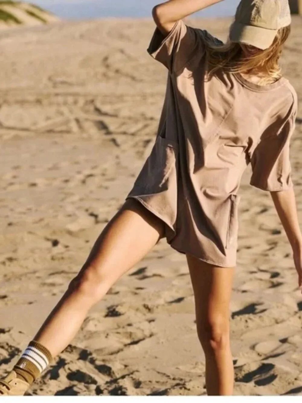 NWOT Free People Hot Shot Tee Romper Mocha Latte size- LARGE - Picture 2 of 6